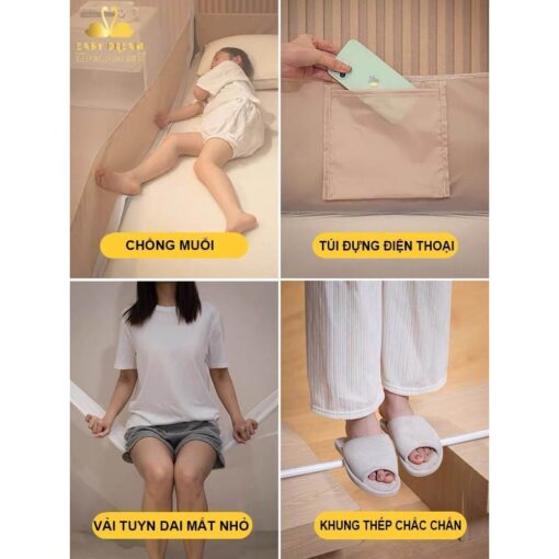 Màn khung không khoan tường nằm nệm - gồm màn + khung + chiếu điều hòa EASY DREAM -mùng chống muỗi cho bé -mùng ngủ - Hình ảnh 8
