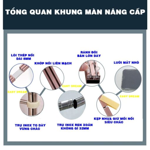 Màn khung không khoan tường chính hãng EASY DREAM chống muỗi - Hình ảnh 6
