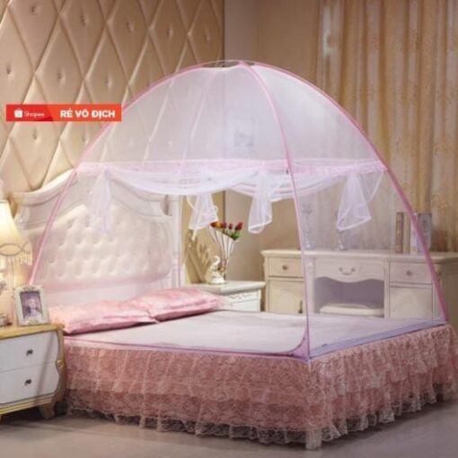 🔥HOT DEAL🔥 Màn chụp (mùng) tự bung -gấp gọn- chống muỗi dành cho người lớn -cao 1m65 có 2 cửa- vải tuyn cao cấp - Hình ảnh 4