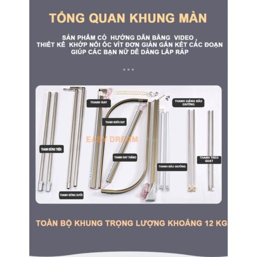 Màn khung ròng rọc kéo dây không khoan tường - hàng cao cấp EASY DREAM hiện đại sang trọng - Hình ảnh 5