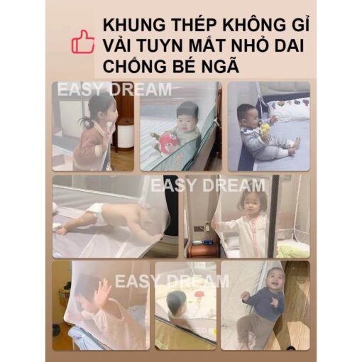 Màn khung không khoan tường nằm nệm - gồm màn + khung + chiếu điều hòa EASY DREAM -mùng chống muỗi cho bé -mùng ngủ - Hình ảnh 9