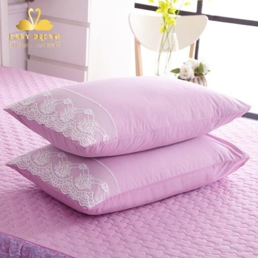 Chăn ga gối coton cao cấp ren thêu phòng cưới  đẹp kiểu dáng công chúa - Hình ảnh 4