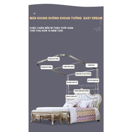 Màn khung ròng rọc kéo dây không khoan tường - hàng cao cấp EASY DREAM hiện đại sang trọng - Hình ảnh 6