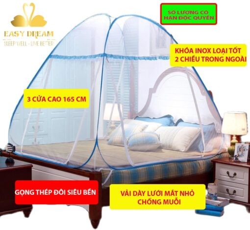 Mua Mùng Chụp Tự Bung Cao Cấp Siêu Dày - đủ kích thước 1m2  , 1m5 , 1m8 danh cho người lớn  EASY DREAM - Hình ảnh 2