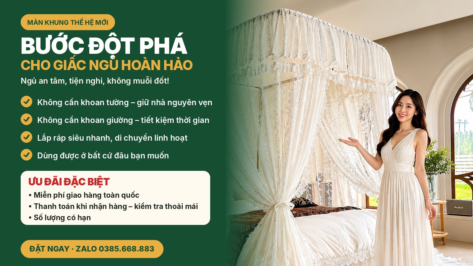Banner màn khung thế hệ mới không khoan tường, miễn phí giao hàng toàn quốc, thanh toán khi nhận hàng