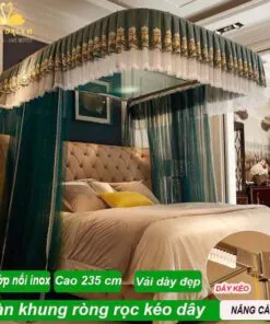 【 BẢN KÉO DÂY RÒNG RỌC 】 Màn khung ròng rọc kéo dây không khoan tường cao cấp EASY DREAM - Mùng ngủ hiện đại chống muỗi - kiểu dáng công chúa